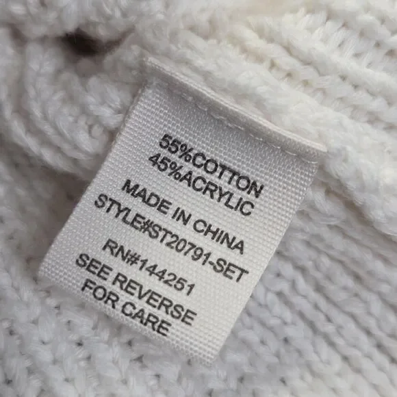 Moon & Madison Sweater Womens Large White Cropped Zip Hoodie Knit Distressed - Picture 10 of 11